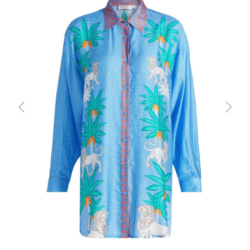 Johnny Was Collab with Paolita Circe's Ocean Shirt Coverup with Blue and Green